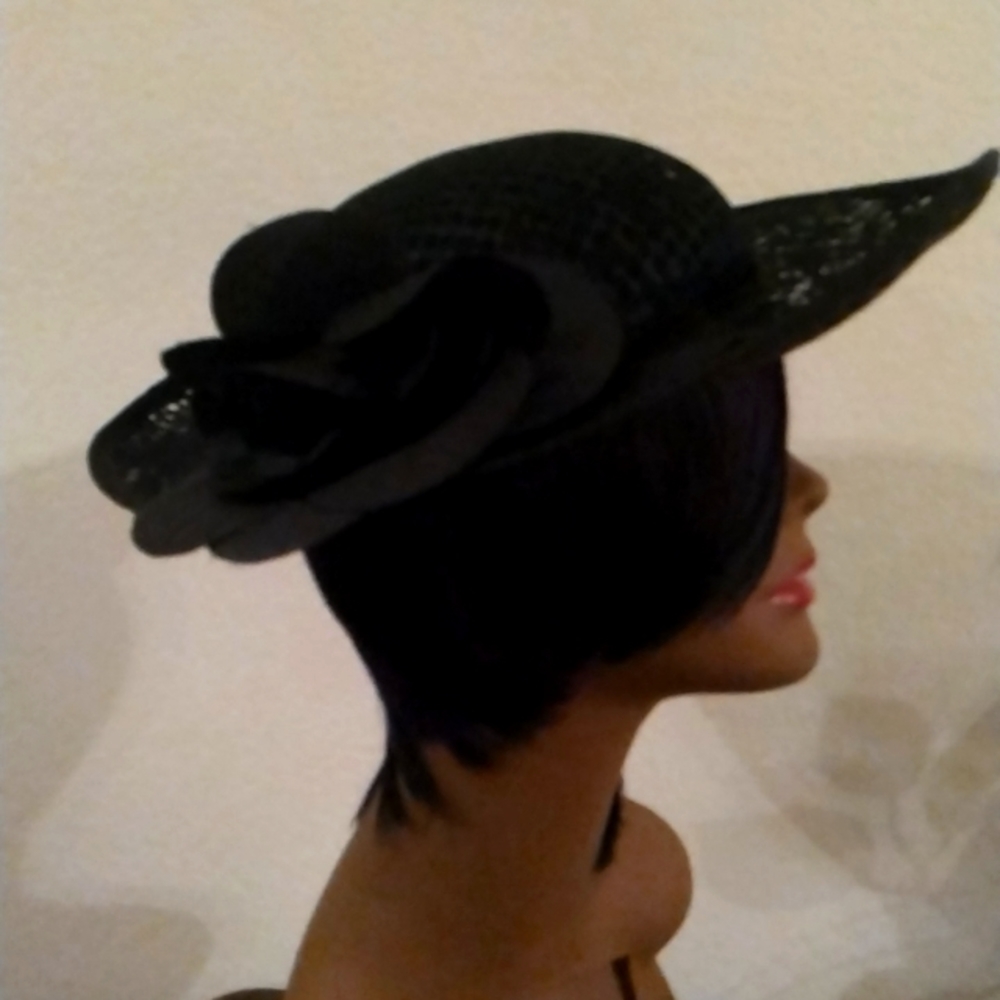 Women's Black Cotton/Nylon hat/one size